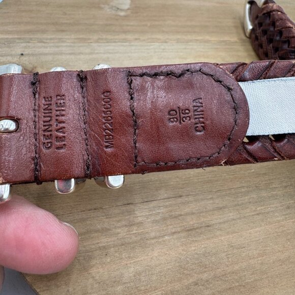 Fossil Mens Woven Genuine Leather Belt With Silver Buckle Size 36 - Picture 5 of 13